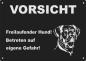 Preview: Aluminium Warnschild Deutsche Dogge VORSICHT Freilaufender Hund! Betreten auf eigene Gefahr!